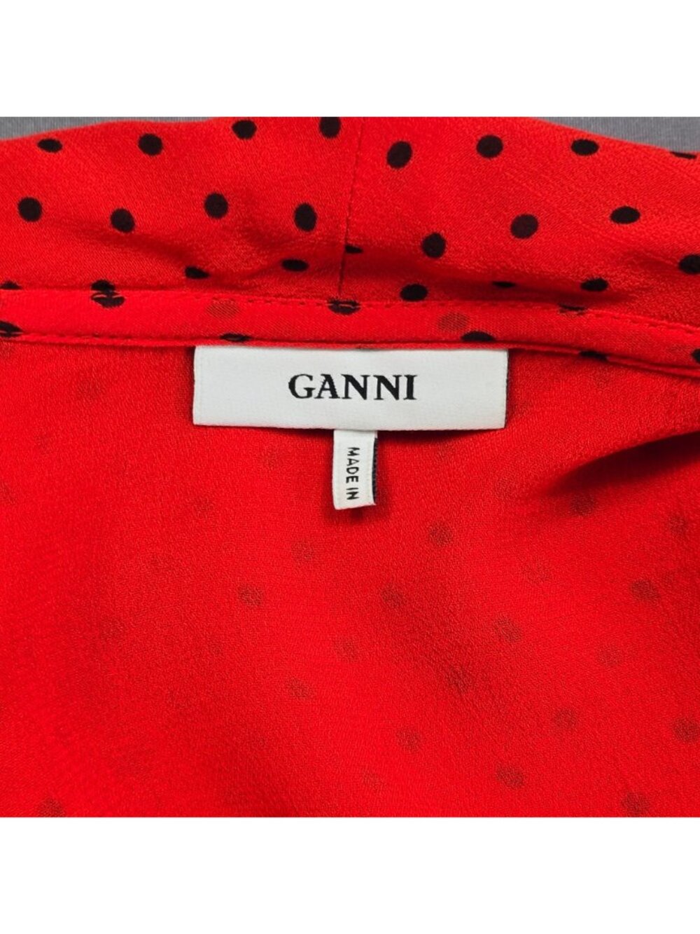 Ganni Mullin Georgette Red Polka Dot Wrap Dress Size 36 Small Chiffon - Picture 6 of 7